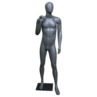 6 ft 1 in Male Mannequin Egg head in Dark Grey color with Metal base-MSM-6E-Grey