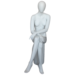 Refined Grace Sitting Female Mannequin Egg head Cross legs Matte White -SFW79E-WT