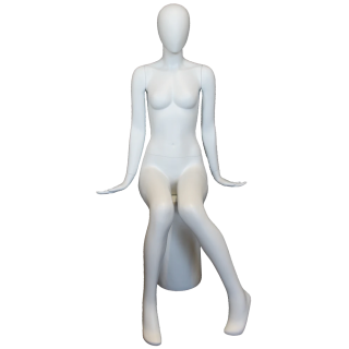 Modern Symmetry LUXE Sitting Female Mannequin Egg head Matte White -SFW98E-WT