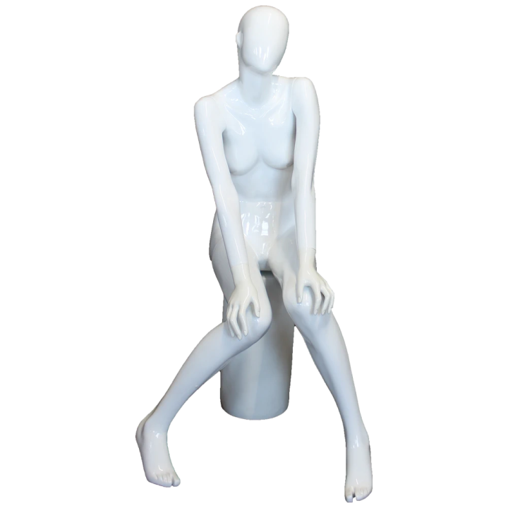 Glossy White Relaxed Muse Seated Female Mannequin -SFW90E-GW