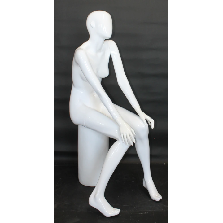 Glossy White Relaxed Muse Seated Female Mannequin -SFW90E-GW
