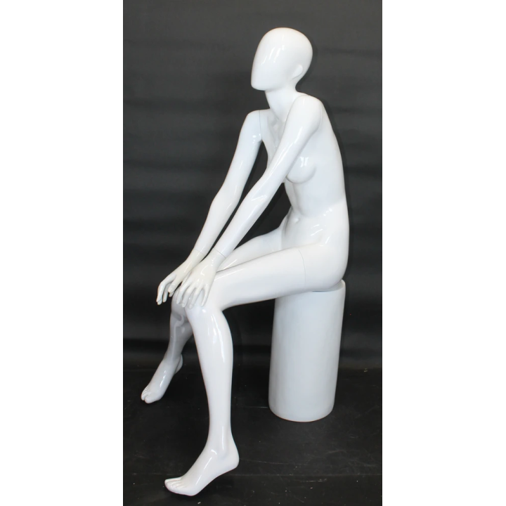 Glossy White Relaxed Muse Seated Female Mannequin -SFW90E-GW