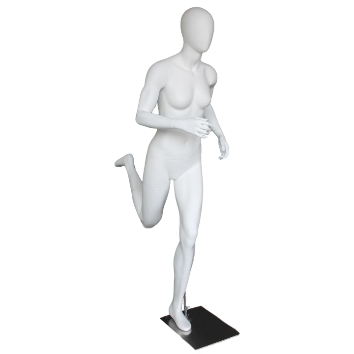 Athletic Action Pose Egg Head Running Female Mannequin