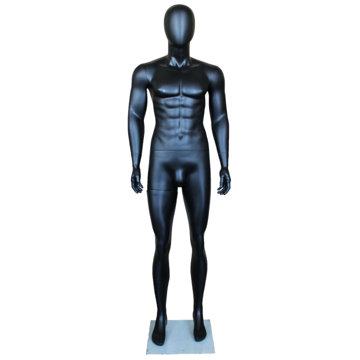 SFM29E-MB - 6'1" Athletic Egg Head Male Mannequin - Matte Black
