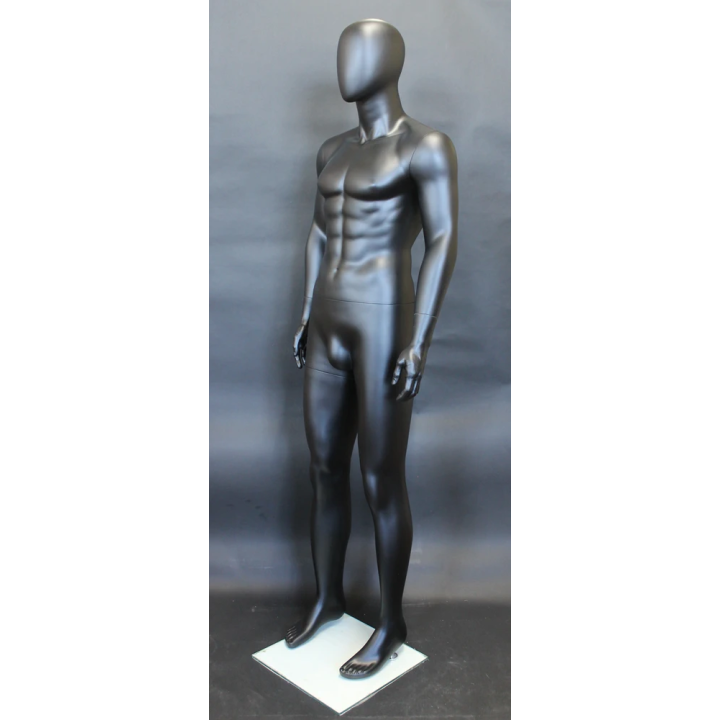 SFM29E-MB - 6'1" Athletic Egg Head Male Mannequin - Matte Black