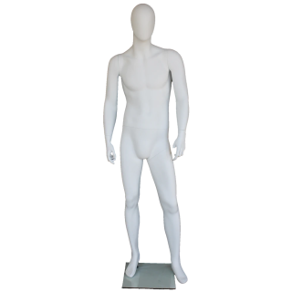 SF42E-WT - 6 ft 3 in Casual Standing Male Mannequin Egg head Matte white