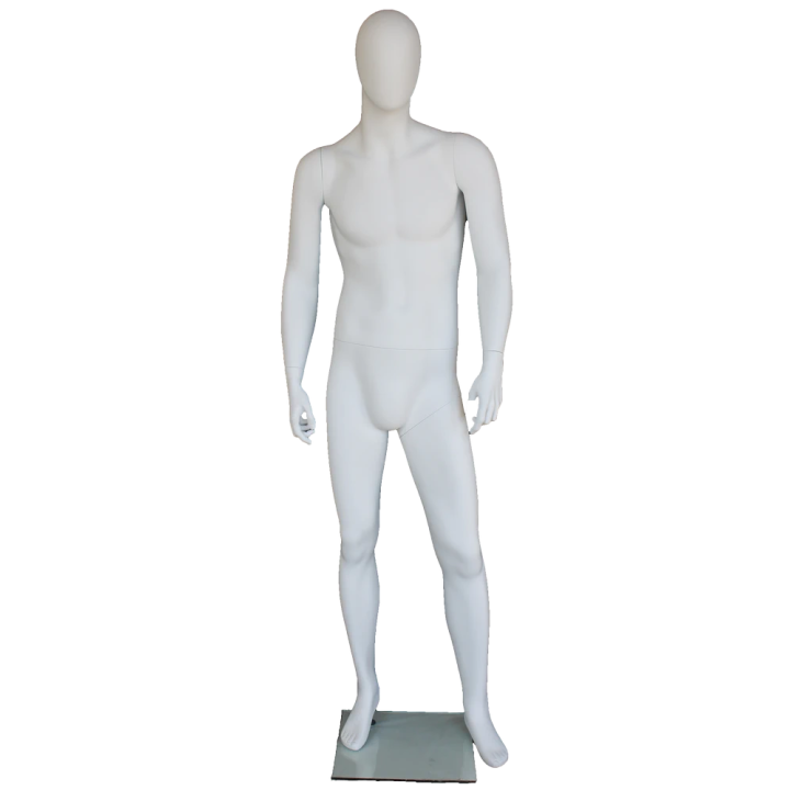 SF42E-WT - 6 ft 3 in Casual Standing Male Mannequin Egg head Matte white