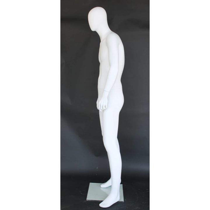 SF42E-WT - 6 ft 3 in Casual Standing Male Mannequin Egg head Matte white