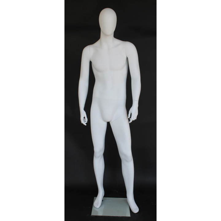 SF42E-WT - 6 ft 3 in Casual Standing Male Mannequin Egg head Matte white
