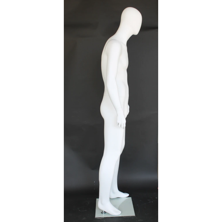 SF42E-WT - 6 ft 3 in Casual Standing Male Mannequin Egg head Matte white