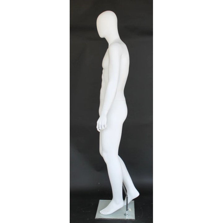 6 ft 3 in Walk pose Male Mannequin Egg head Matte white -SFM41E-WT