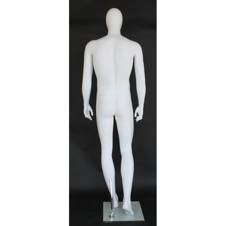 6 ft 3 in Walk pose Male Mannequin Egg head Matte white -SFM41E-WT