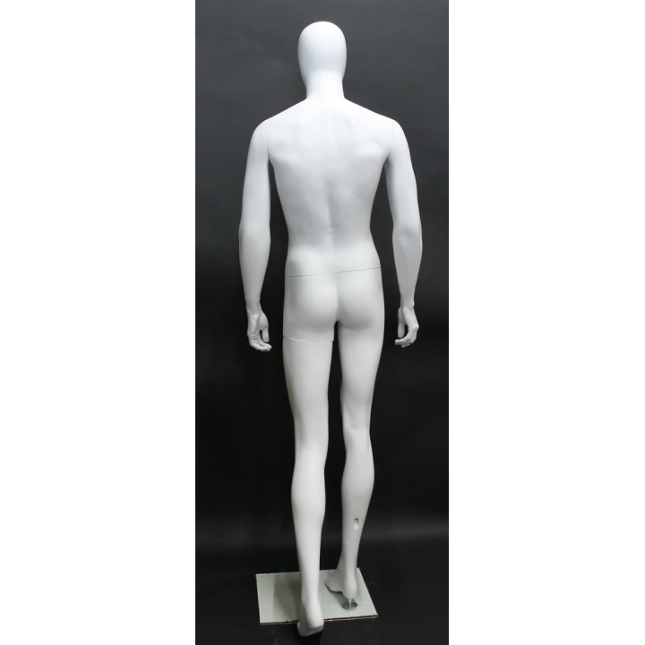 SFM43E-WT - 6 ft 3 in Male Mannequin Egg head Matte white Walking Side Profile Pose