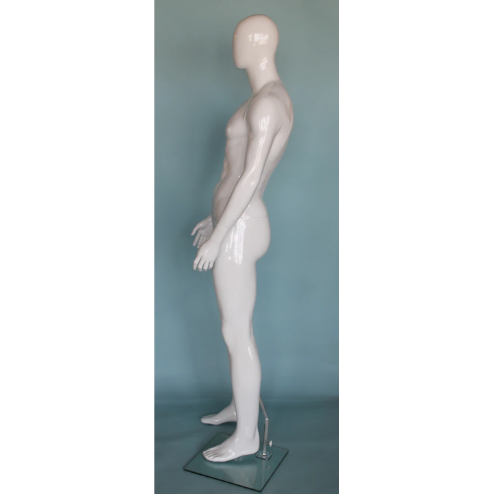 SFM51E-GW -  Glossy white 6 ft 3 in Male Mannequin Egg head Muscular Body