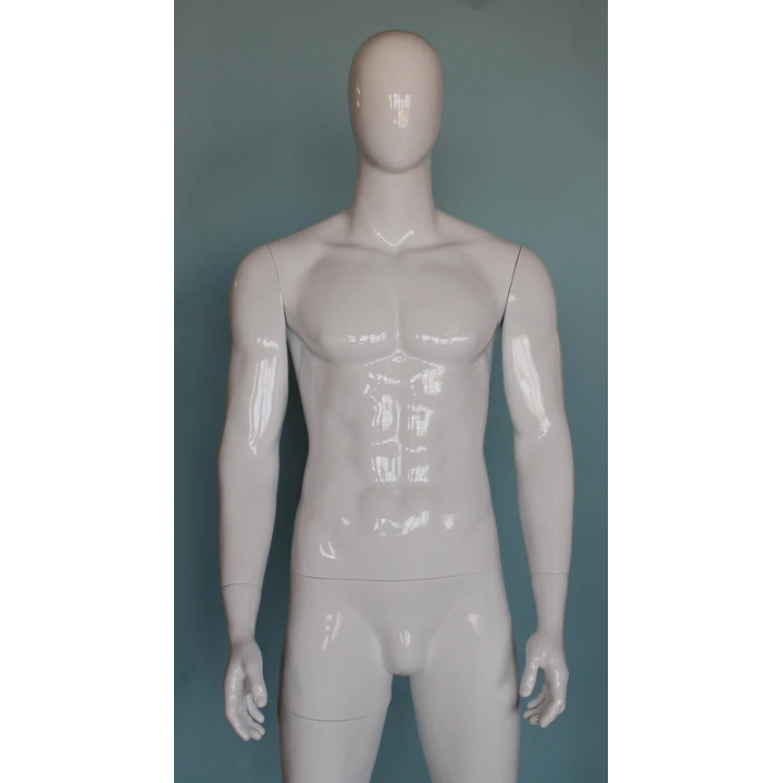 SFM51E-GW -  Glossy white 6 ft 3 in Male Mannequin Egg head Muscular Body