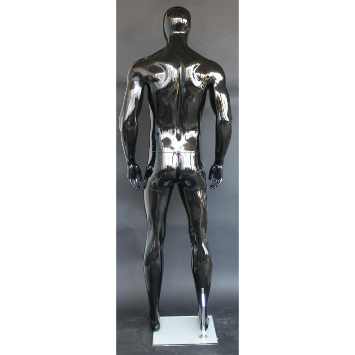 SFM51E-HB - 6 ft 3 in Glossy Black Male Mannequin Egg head in Straight-on pose