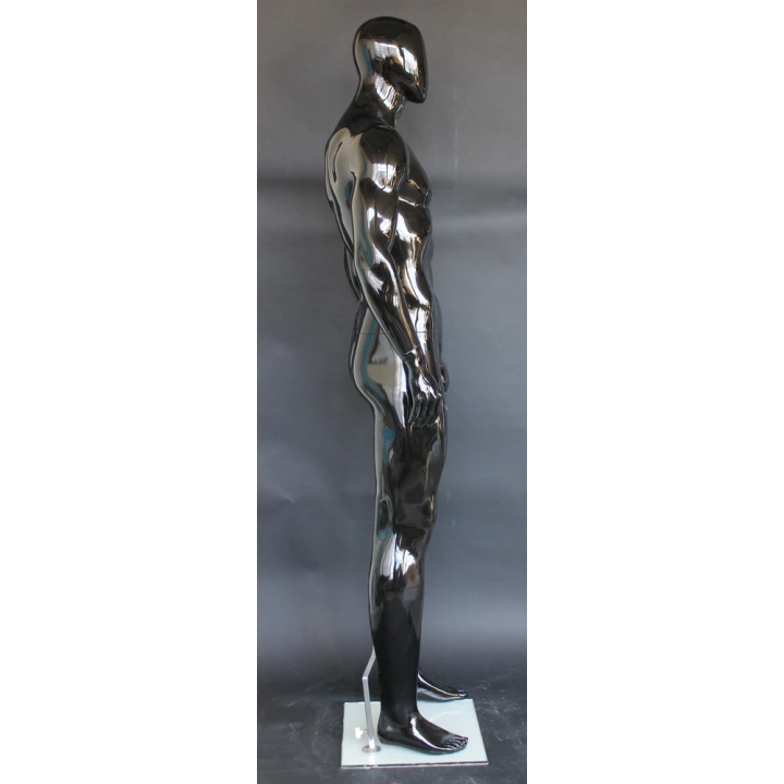 SFM51E-HB - 6 ft 3 in Glossy Black Male Mannequin Egg head in Straight-on pose