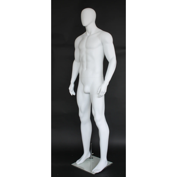 SFM52E-WT - 6 ft 4 in  Muscular Body Male Mannequin Egg head Matte white -