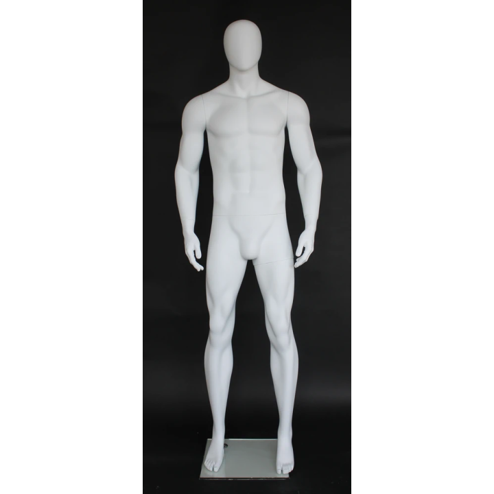 SFM52E-WT - 6 ft 4 in  Muscular Body Male Mannequin Egg head Matte white -