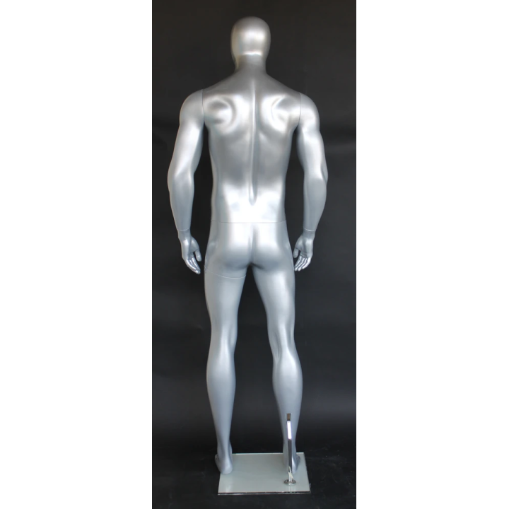 SFM52E-ST - 6 ft 4 in Athletic Matte Silver Egg head Male Mannequin