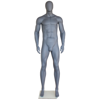 SFM52E-Grey - 6 ft 4 in Athletic Matte Grey Egg head Football Male Mannequin