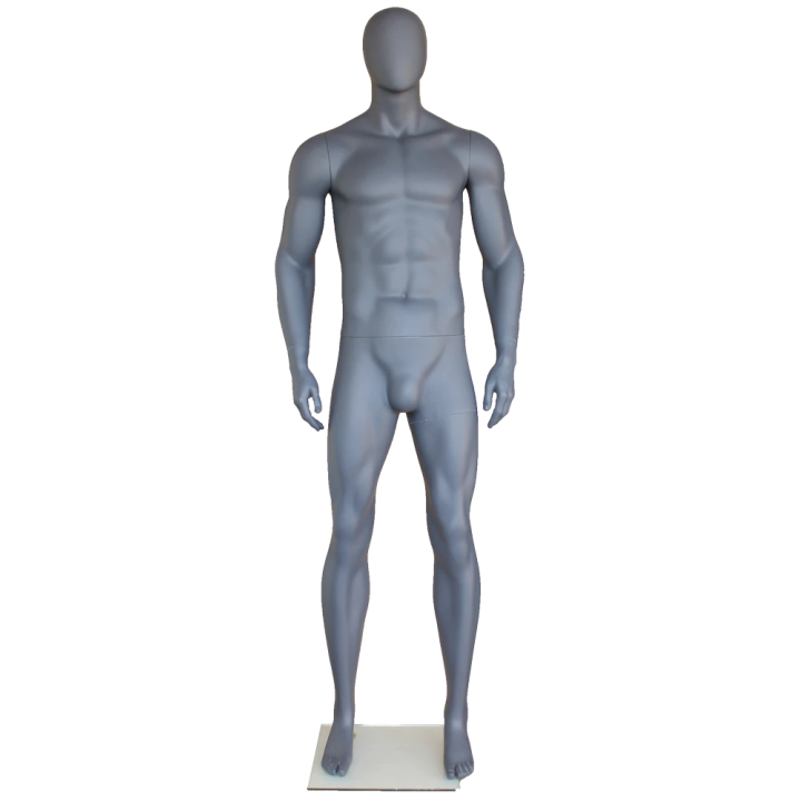 SFM52E-Grey - 6 ft 4 in Athletic Matte Grey Egg head Football Male Mannequin