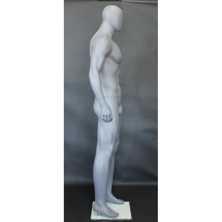 SFM52E-Grey - 6 ft 4 in Athletic Matte Grey Egg head Football Male Mannequin