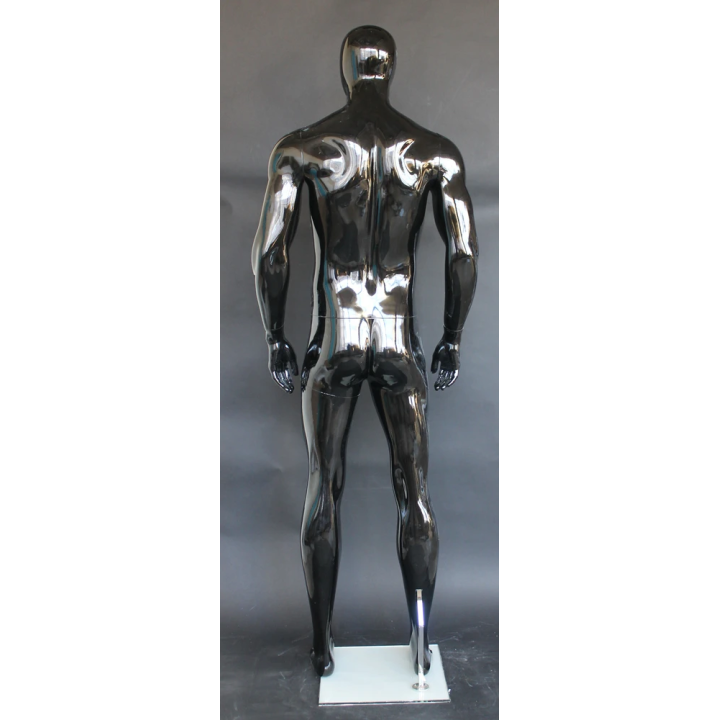 SFM52E-HB - 6 ft 4 in Glossy Black Muscular Egg Head Football Male Mannequin