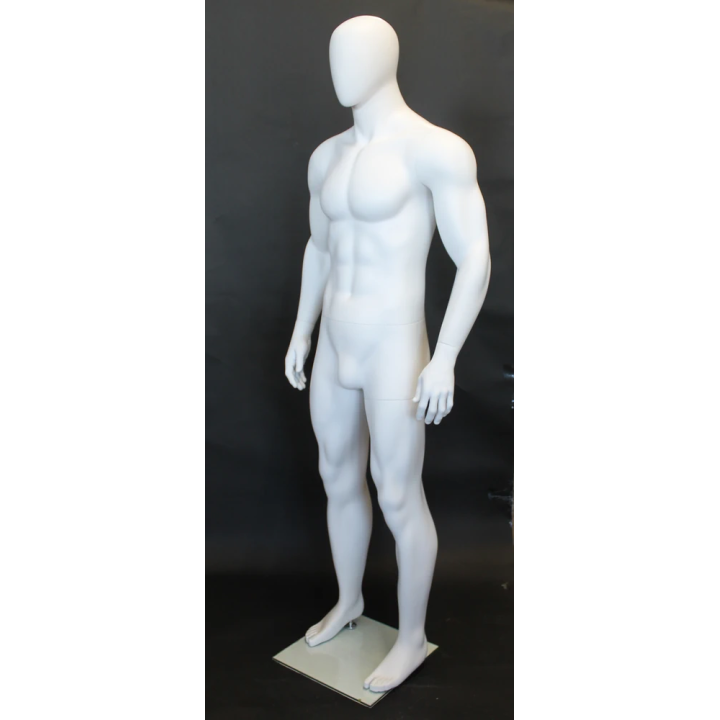 SFM53E-WT - 6 ft 2 in Athletic Male Mannequin Egg head Matte white