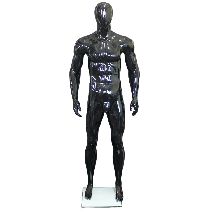 SFM53E-HB - 6 ft 2 in Athletic Glossy Black Egg Head Male Mannequin
