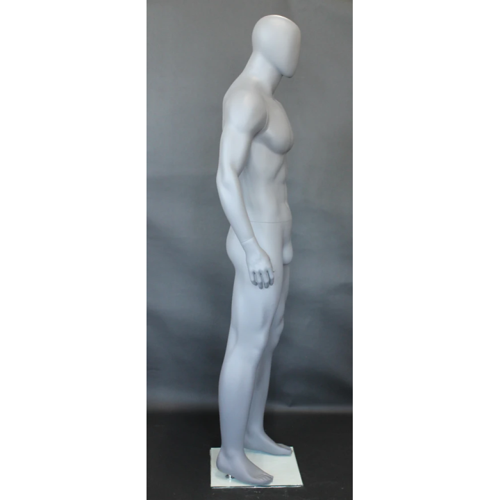 SFM53E-Grey - 6 ft 2 in Muscular Body Male Mannequin Egg head Matte Grey -
