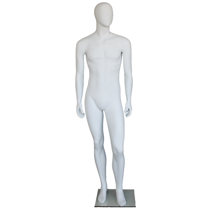 SFM61E-WT - 6 ft 2 in Egg head Walking Pose Male Mannequin Matte white -