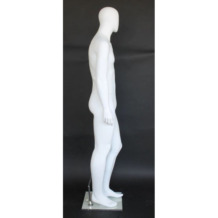 SFM61E-WT - 6 ft 2 in Egg head Walking Pose Male Mannequin Matte white -