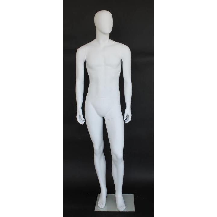 SFM61E-WT - 6 ft 2 in Egg head Walking Pose Male Mannequin Matte white -