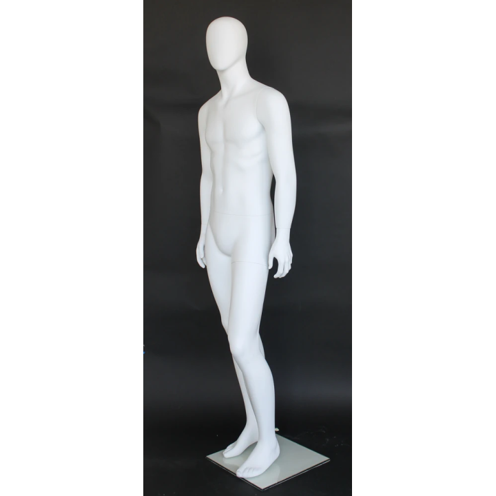 SFM61E-WT - 6 ft 2 in Egg head Walking Pose Male Mannequin Matte white -