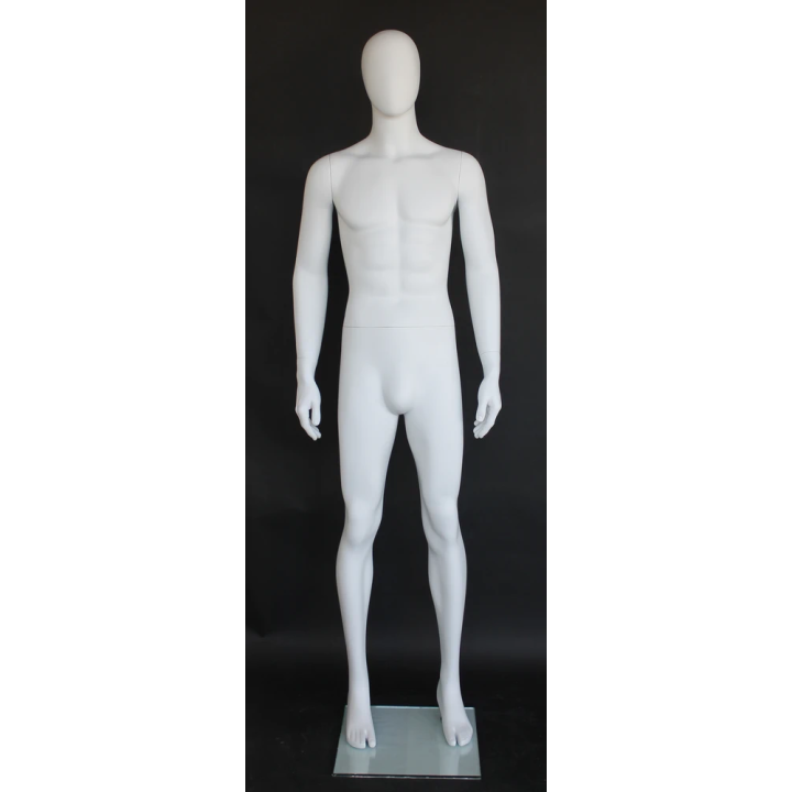 SFM63E-WT-6 ft 2 in Male Mannequin Size 38 Egg head Matte white - Small Size