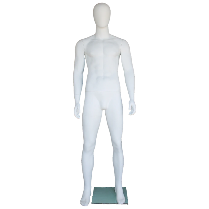 SFM69E-WT - 6 ft 3 in Male Mannequin Muscular Body Large size Egg head Matte white -