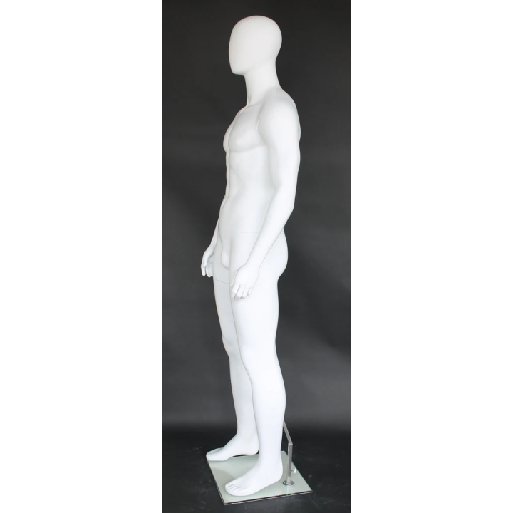 SFM69E-WT - 6 ft 3 in Male Mannequin Muscular Body Large size Egg head Matte white -