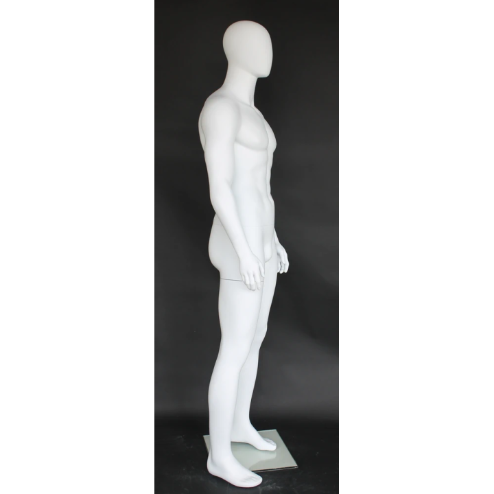 SFM69E-WT - 6 ft 3 in Male Mannequin Muscular Body Large size Egg head Matte white -