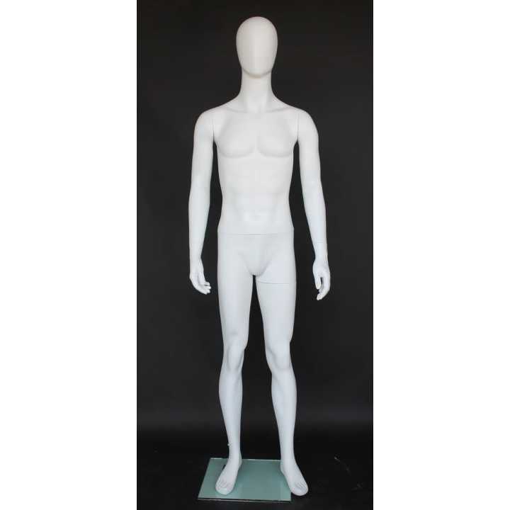 5 ft 10 in Male Mannequin Small Size Egg head Matte white -SFM72E-WT