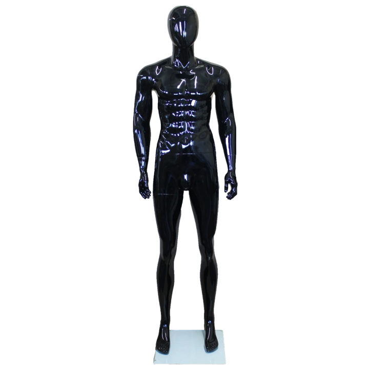 SFM85E-HB - 6'1" Glossy Black Athletic Male Mannequin - High-Fashion Shine