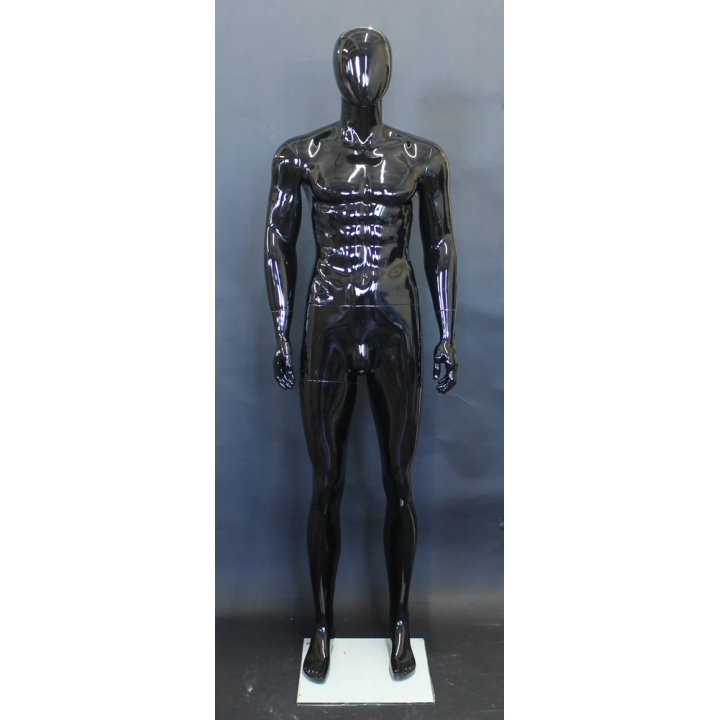 SFM85E-HB - 6'1" Glossy Black Athletic Male Mannequin - High-Fashion Shine