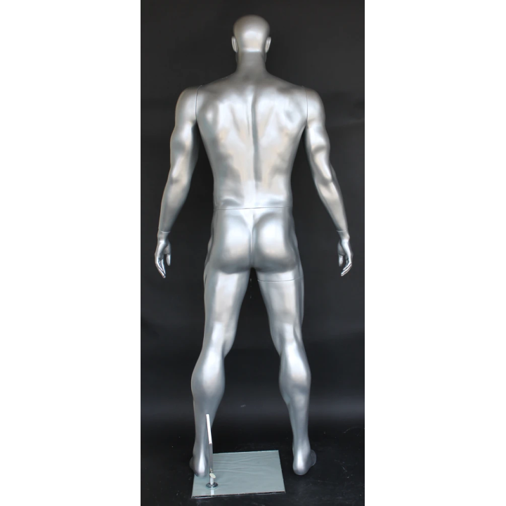 6 ft 4 in Athletic Matte Silver Featured Face Football Male Mannequin  -SFB2-ST