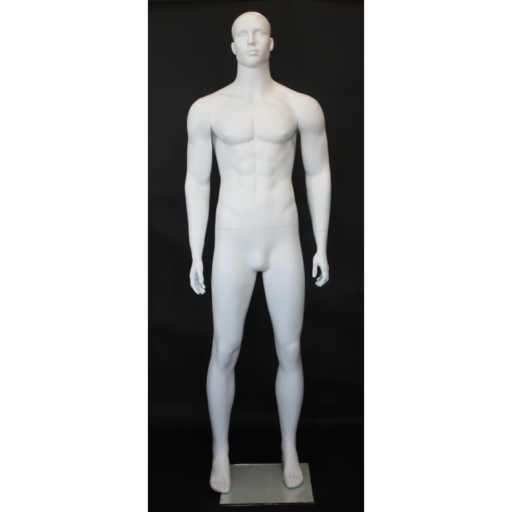 6 ft 3 in Muscular Male Mannequin Bald Head Featured Face SFM6-WT