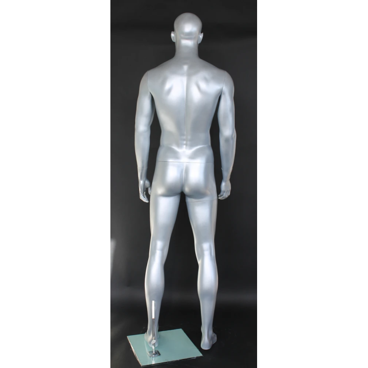 6 ft 3 in Athletic Matte Silver Bald head Male Mannequin  -SFM52E-ST