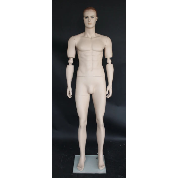 6 ft 2 in Skintone Male Mannequin with bendable Arms SFM20-FT