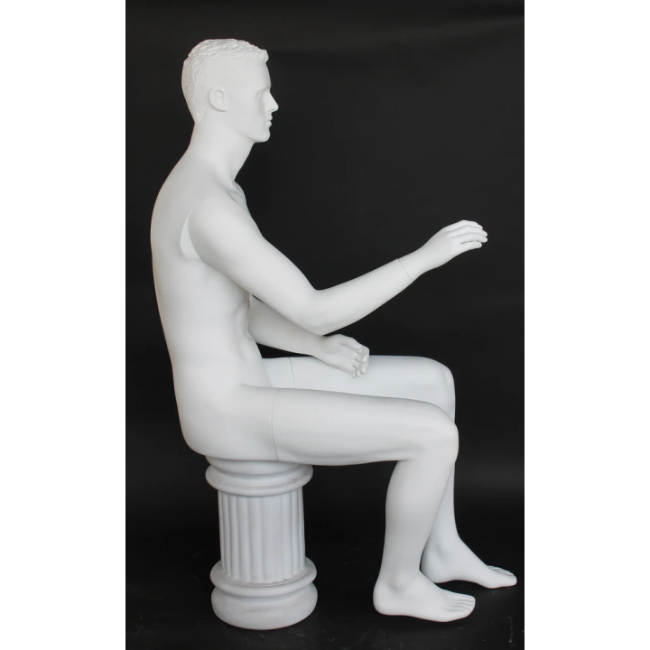 4 ft 7 in Sitting Male Mannequin Featured face head white -SFM8-WT