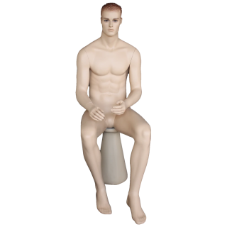 4 ft 7 in Realistic Face Make up Sitting Male Mannequin  -SFM8-FT