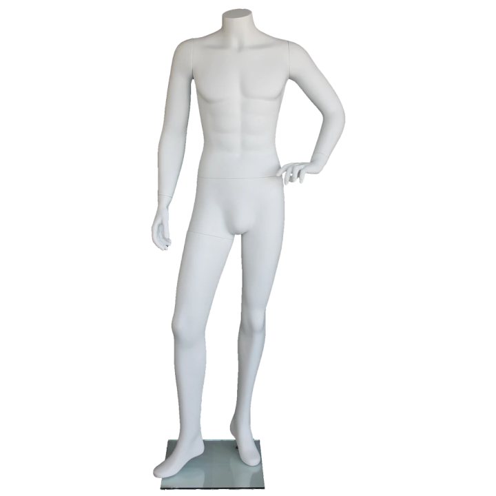 STM004-WT - White Headless Male Mannequin with left hand on hip