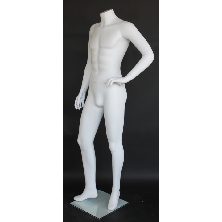 STM004-WT - White Headless Male Mannequin with left hand on hip